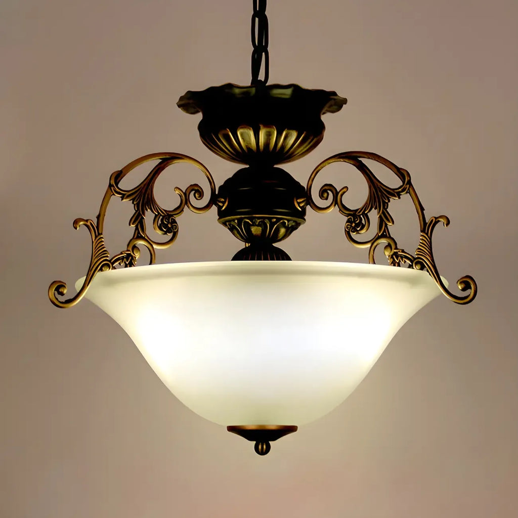 Lustre de plafond classique en verre doré