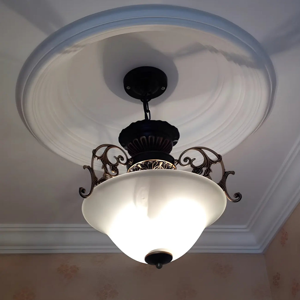 Lustre de plafond classique en verre doré