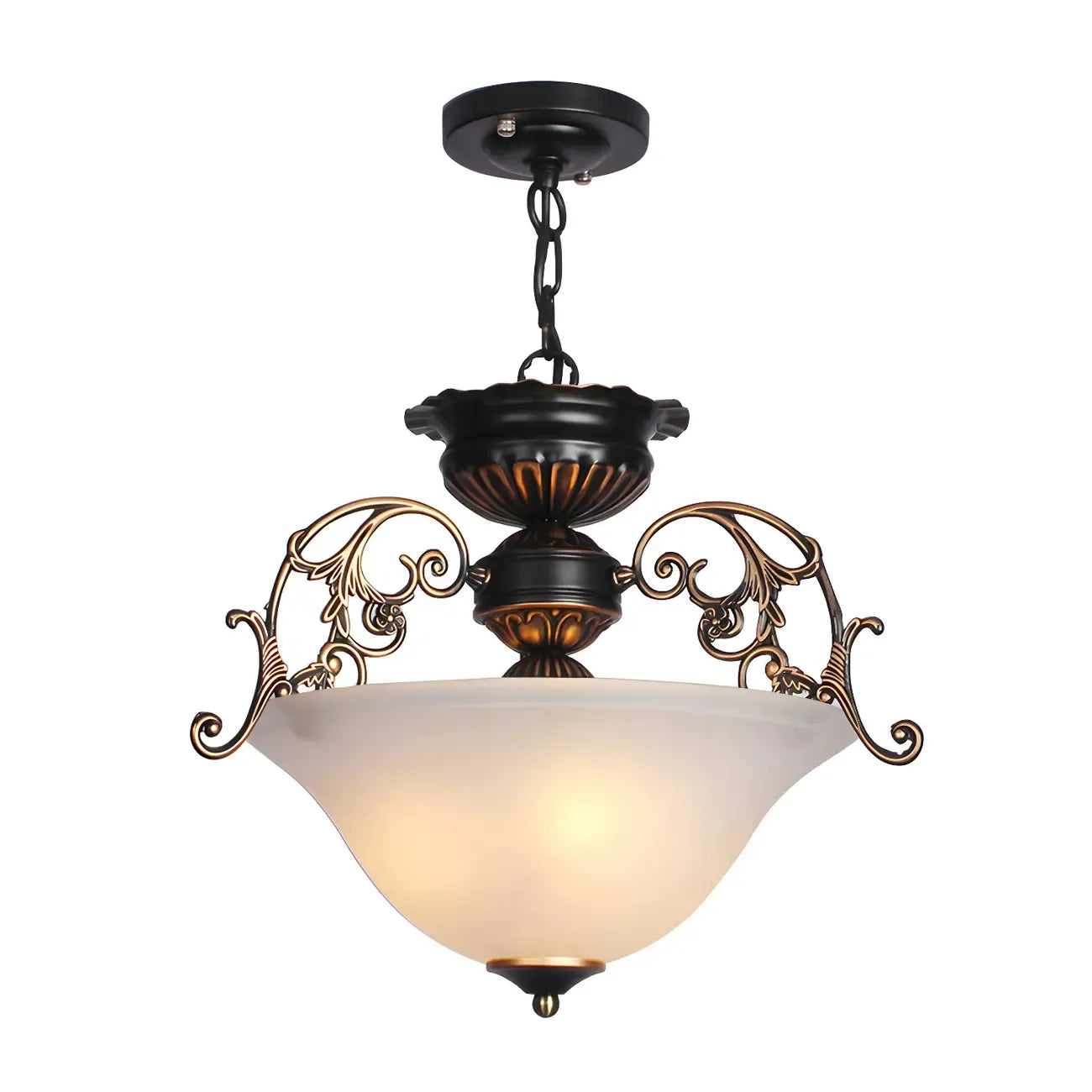 Lustre de plafond classique en verre doré