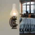 Applique murale industrielle en bronze avec LED, style lanterne, pour la décoration de chambre.