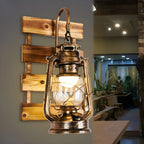 Applique murale industrielle en bronze avec LED, style lanterne, pour la décoration de chambre.