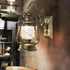 Applique murale industrielle en bronze avec LED, style lanterne, pour la décoration de chambre.