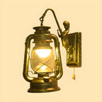 Applique murale industrielle en bronze avec LED, style lanterne, pour la décoration de chambre.