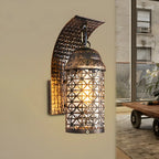 Applique murale industrielle en bronze avec LED, style lanterne, pour la décoration de chambre.