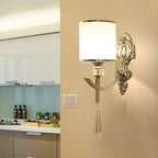 Applique murale moderne cylindrique chromée avec cristal