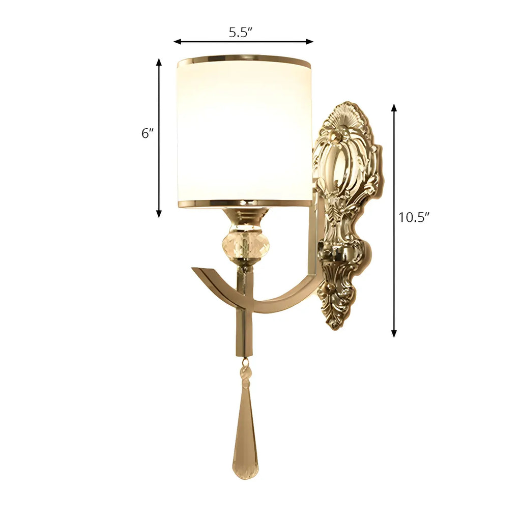 Applique murale moderne cylindrique chromée avec cristal