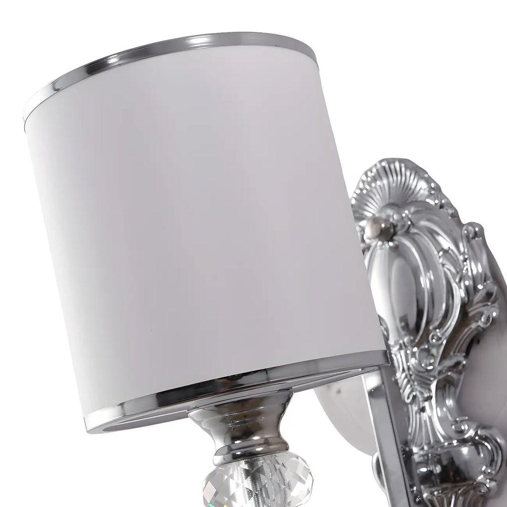 Applique murale moderne cylindrique chromée avec cristal
