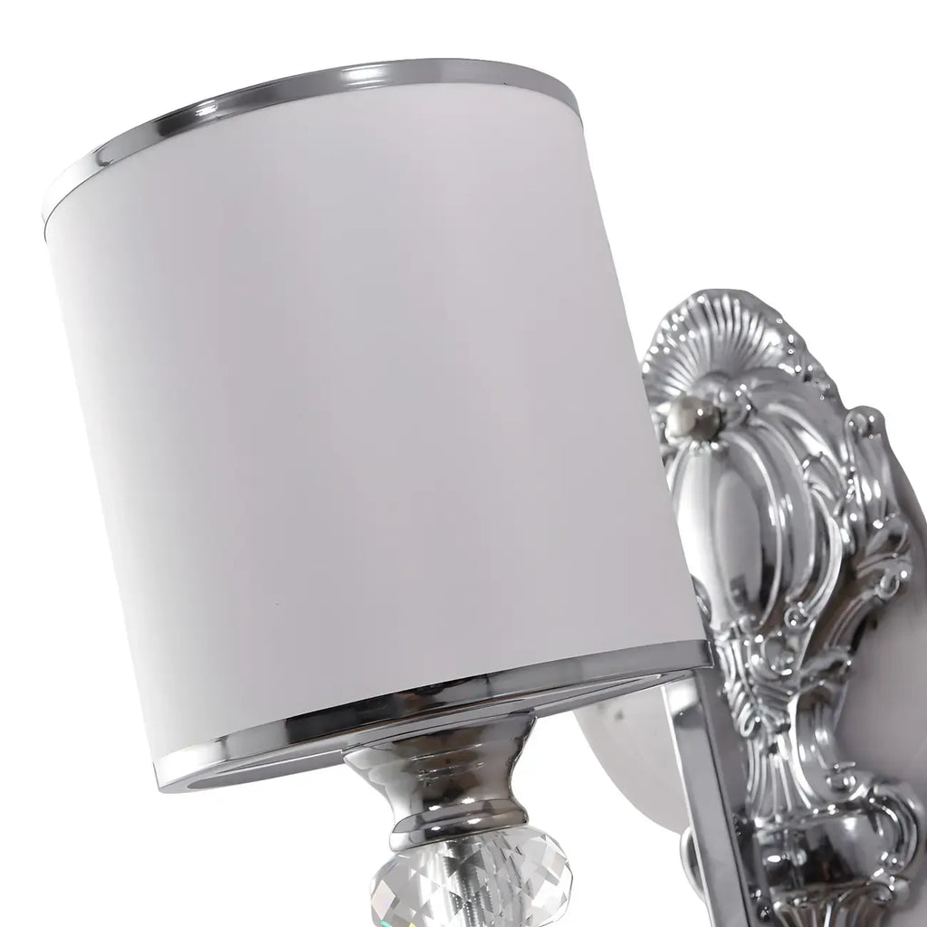 Applique murale moderne cylindrique chromée avec cristal