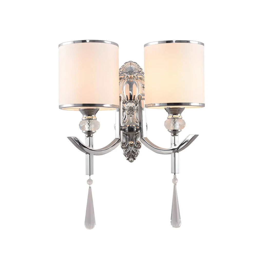 Applique murale moderne cylindrique chromée avec cristal