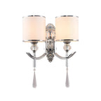Applique murale moderne cylindrique chromée avec cristal