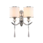 Applique murale moderne cylindrique chromée avec cristal