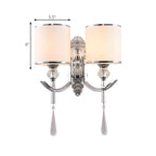 Applique murale moderne cylindrique chromée avec cristal