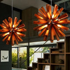 Lampadario moderno a stella in legno scuro a 10 luci