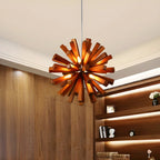 Lampadario moderno a stella in legno scuro a 10 luci