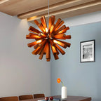 Lampadario moderno a stella in legno scuro a 10 luci