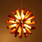 Lampadario moderno a stella in legno scuro a 10 luci