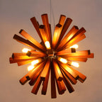 Lampadario moderno a stella in legno scuro a 10 luci