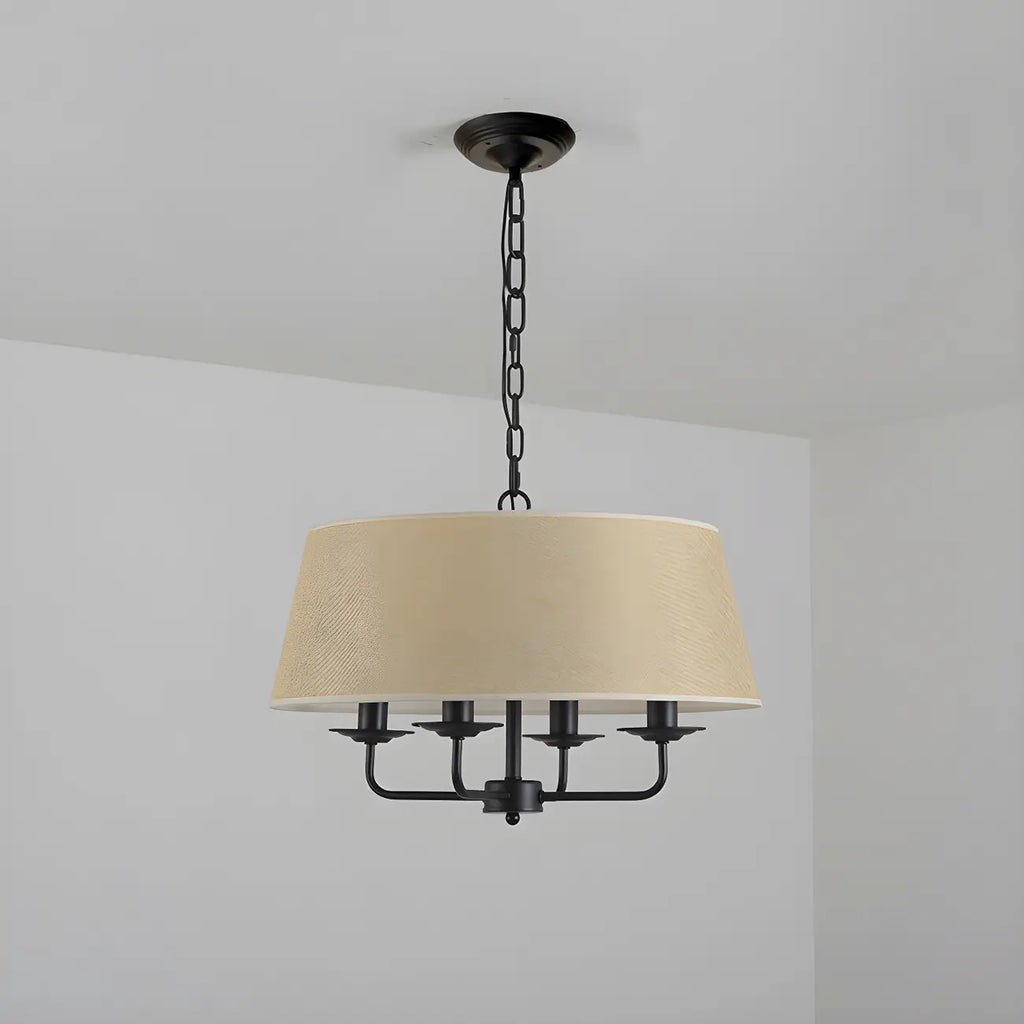 Lustre moderne chic en métal doré, structure tambour.