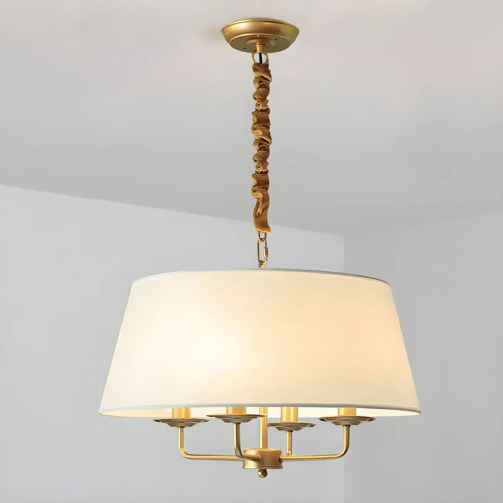 Lustre moderne chic en métal doré, structure tambour.