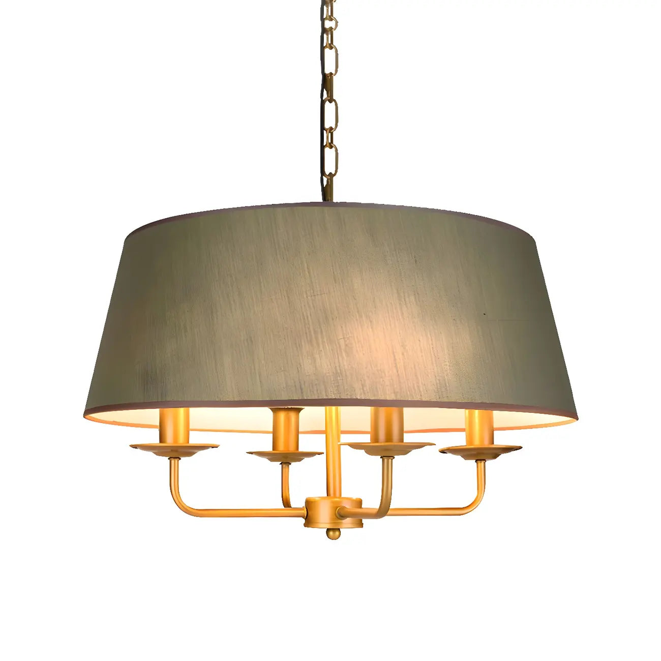 Lustre moderne chic en métal doré, structure tambour.