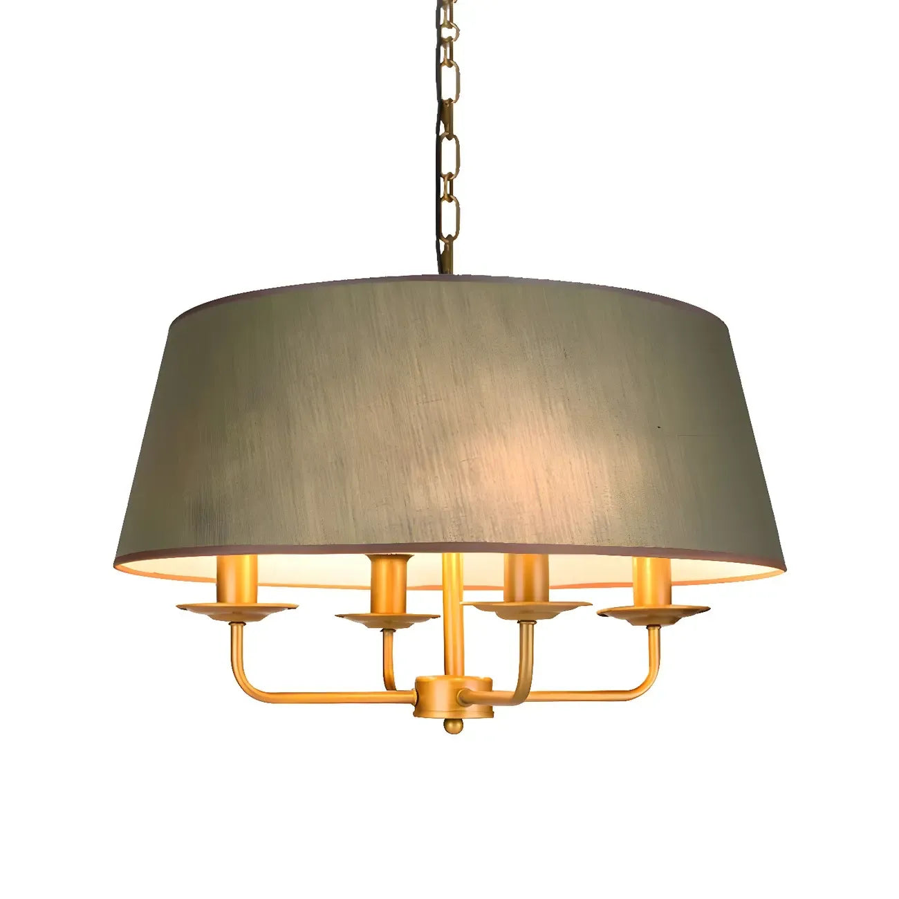 Lustre moderne chic en métal doré, structure tambour.