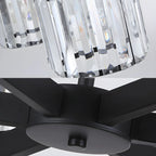 Plafonnier semi-encastré moderne en cristal cylindrique noir de grande taille