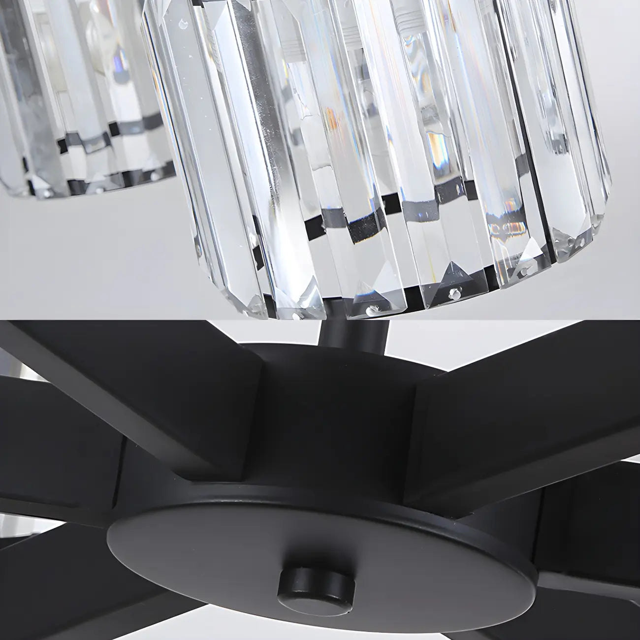 Plafonnier semi-encastré moderne en cristal cylindrique noir de grande taille