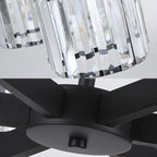 Plafonnier semi-encastré moderne en cristal cylindrique noir de grande taille