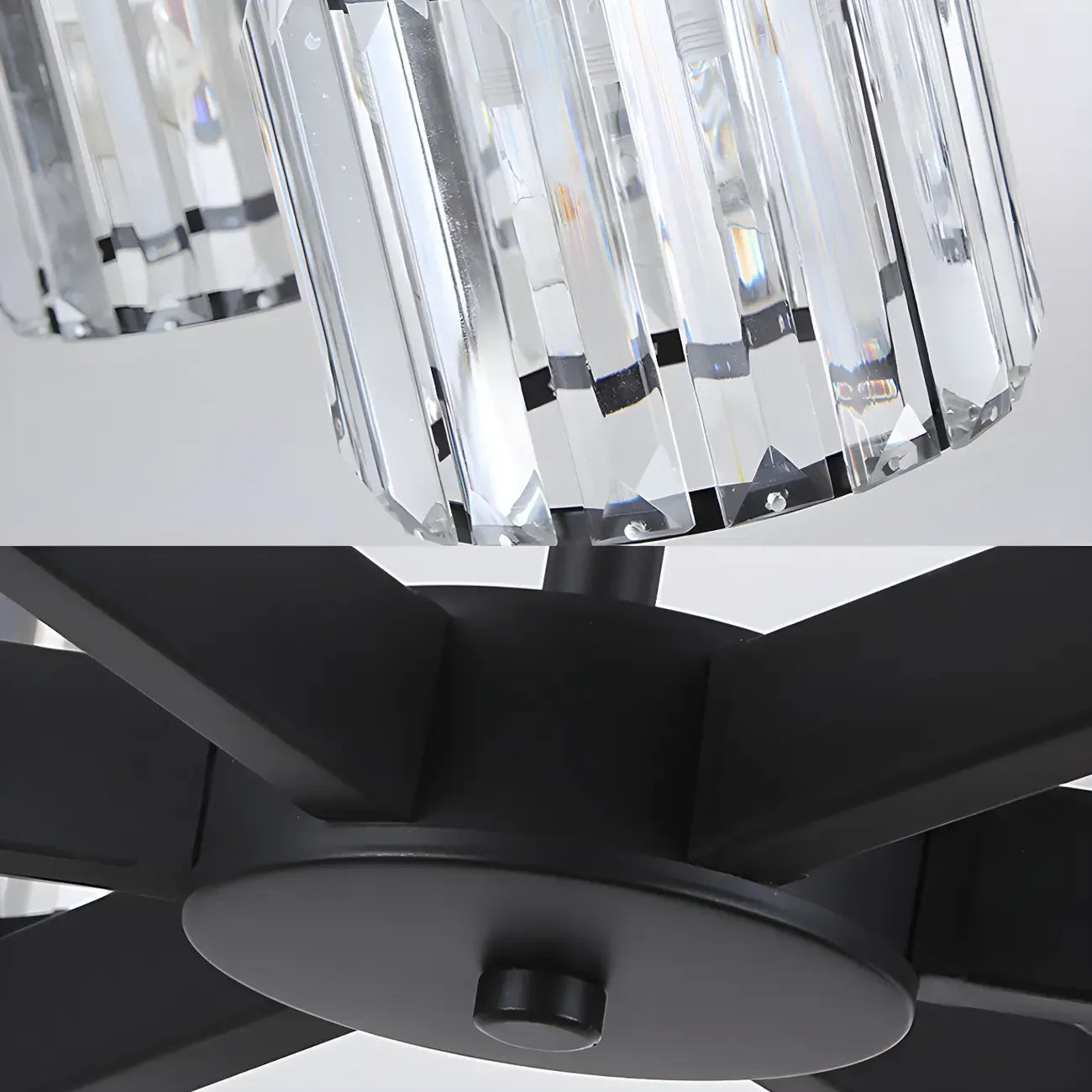 Plafonnier semi-encastré moderne en cristal cylindrique noir de grande taille