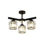 Plafonnier semi-encastré moderne en cristal cylindrique noir de grande taille