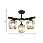 Plafonnier semi-encastré moderne en cristal cylindrique noir de grande taille