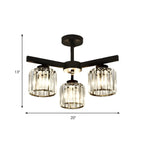 Plafonnier semi-encastré moderne en cristal cylindrique noir de grande taille