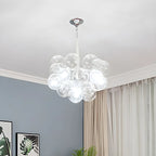 Lustre moderne sphérique en verre bullé transparent