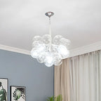 Lustre moderne sphérique en verre bullé transparent