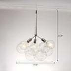 Lustre moderne sphérique en verre bullé transparent