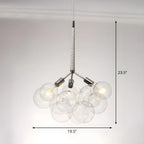 Lustre moderne sphérique en verre bullé transparent