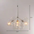 Lustre moderne sphérique en verre bullé transparent