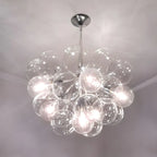 Lustre moderne sphérique en verre bullé transparent