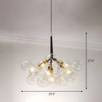 Lustre moderne sphérique en verre bullé transparent