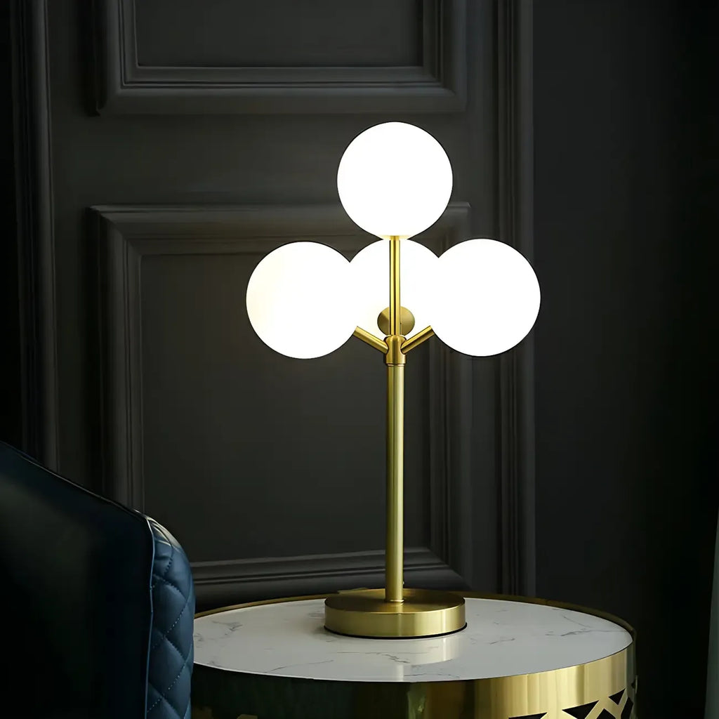 Lampe de chevet globe en verre doré à 3 couleurs et intensité variable