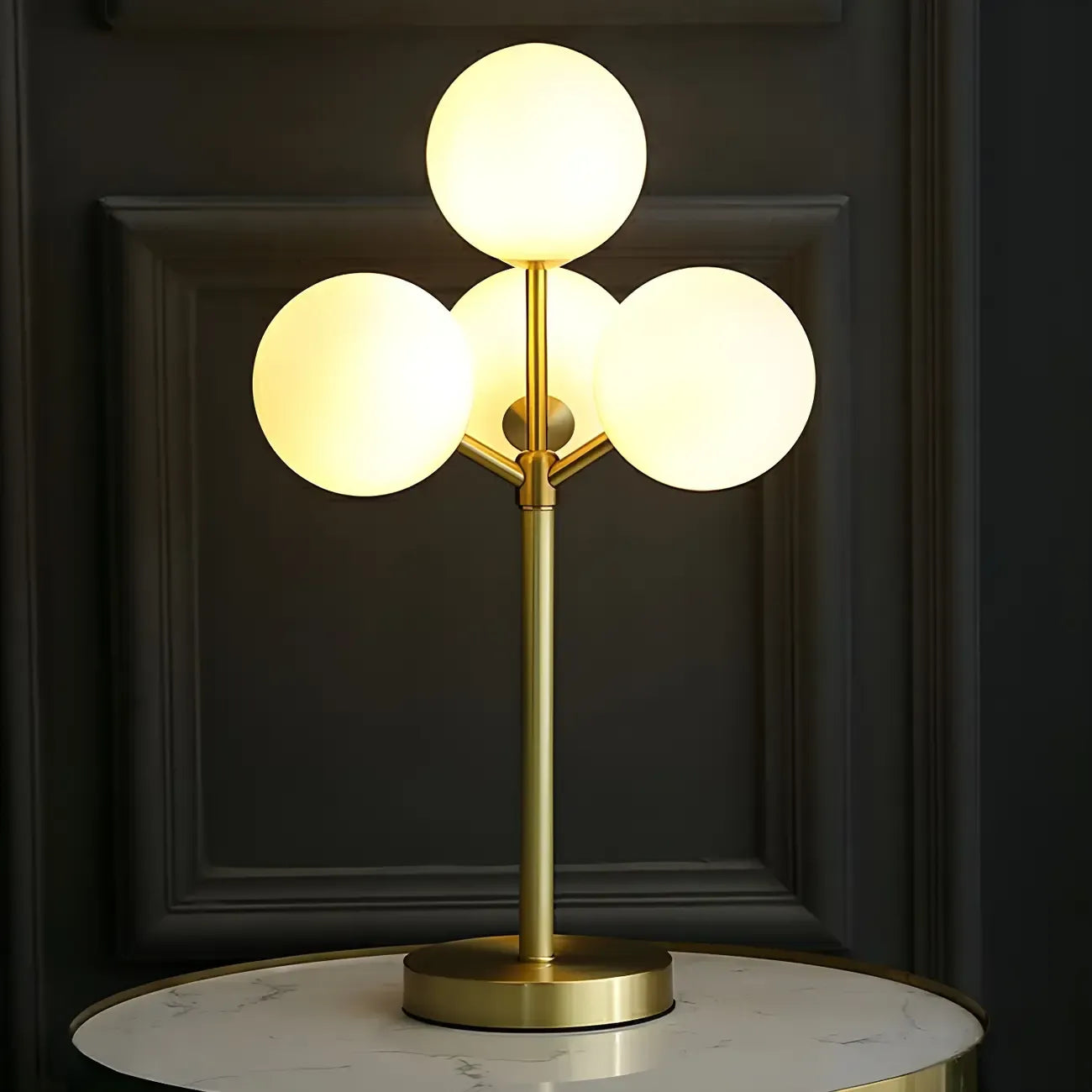 Lampe de chevet globe en verre doré à 3 couleurs et intensité variable