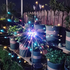 Projecteur solaire métallique de jardin en forme de feu d'artifice