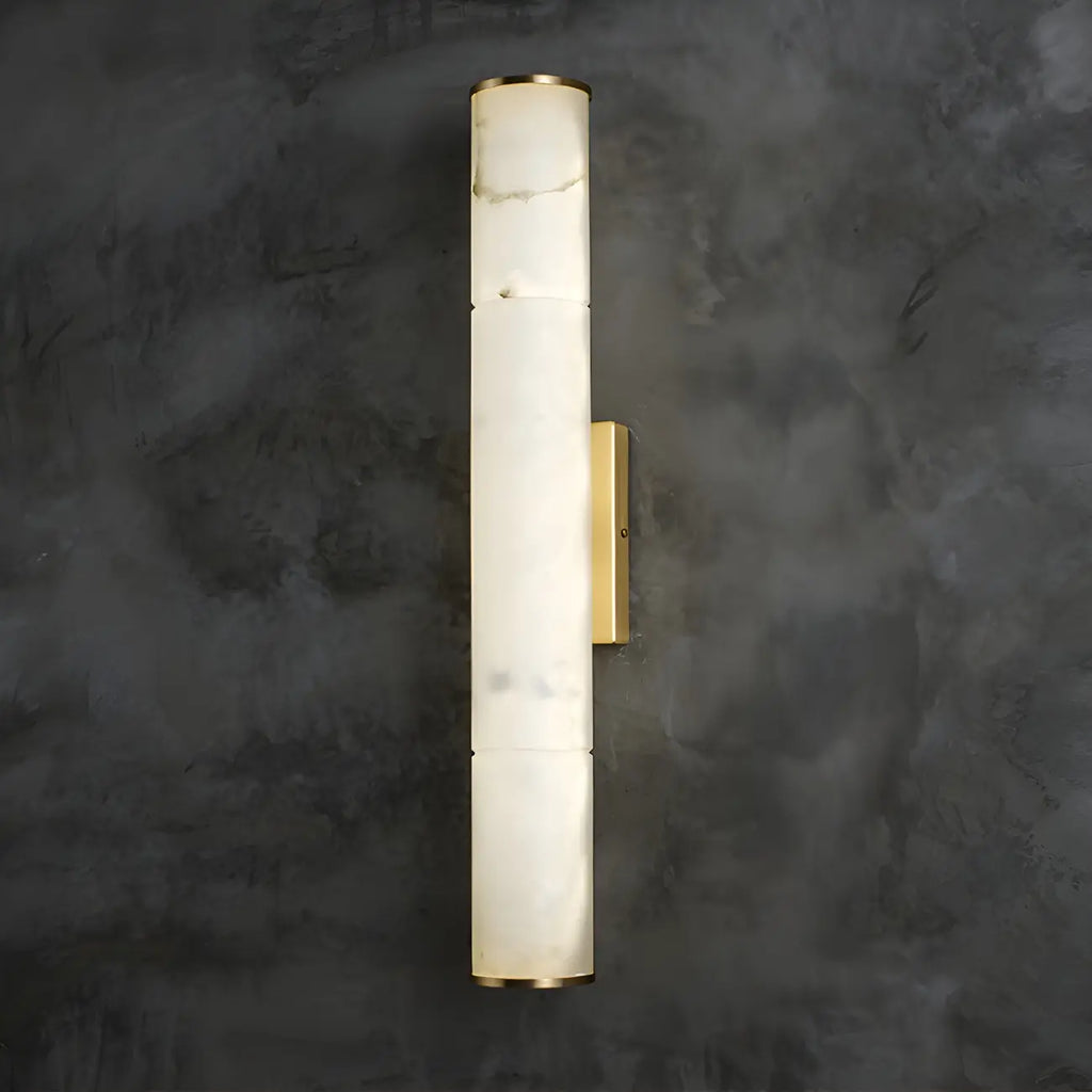 Applique murale LED cylindrique moderne en pierre à intensité variable pour chambre