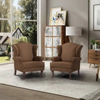 2 fauteuils d'appoint à dossier haut traditionnels, revêtus de tissu