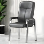 Chaise de bureau moderne HomeyFad en cuir et métal, à 4 pieds et accoudoirs
