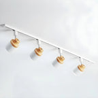 Faretto Orientabile a 4 Luci, Base in Legno e Metallo, Moderno, Scorrevole