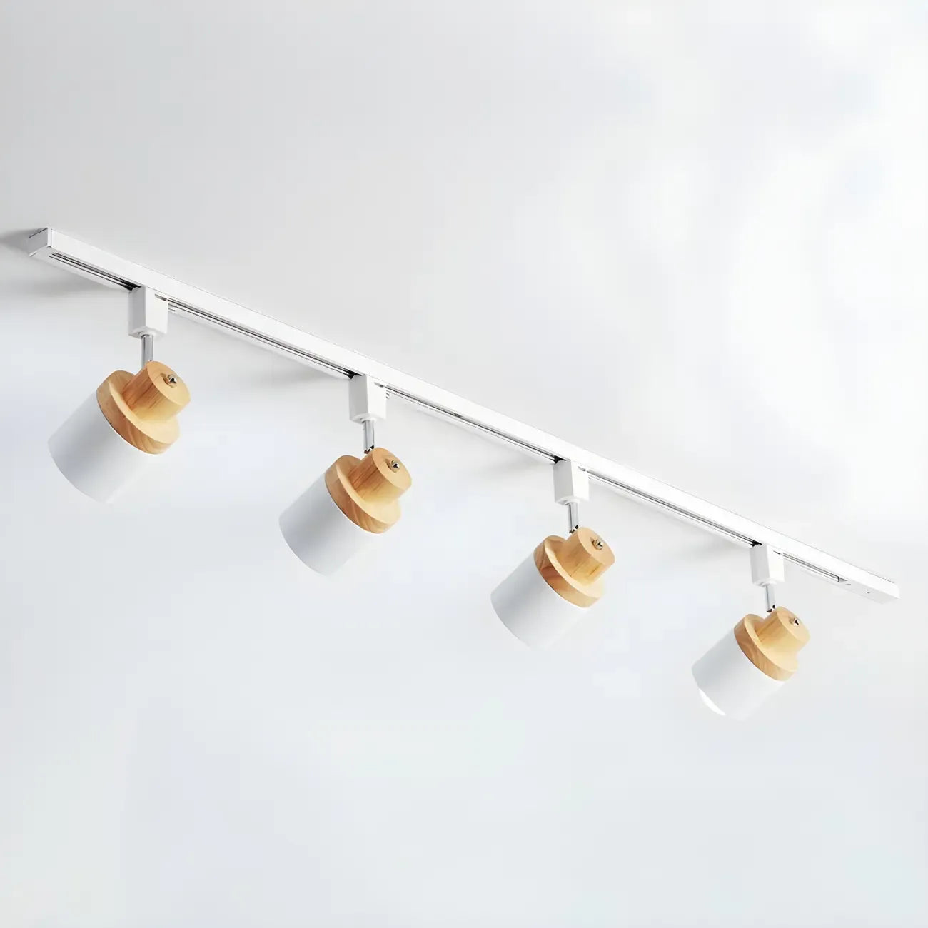Faretto Orientabile a 4 Luci, Base in Legno e Metallo, Moderno, Scorrevole