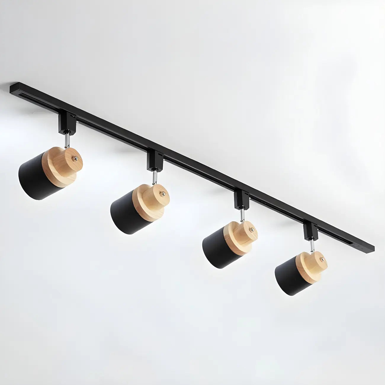 Faretto Orientabile a 4 Luci, Base in Legno e Metallo, Moderno, Scorrevole