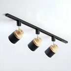 Faretto Orientabile a 4 Luci, Base in Legno e Metallo, Moderno, Scorrevole