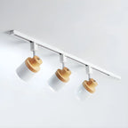 Faretto Orientabile a 4 Luci, Base in Legno e Metallo, Moderno, Scorrevole